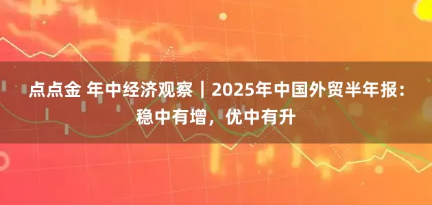 点点金 年中经济观察｜2025年中国外贸半年报：稳中有增，优中有升
