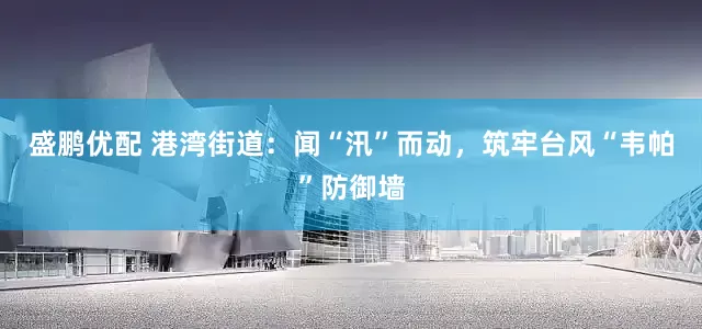 盛鹏优配 港湾街道：闻“汛”而动，筑牢台风“韦帕”防御墙